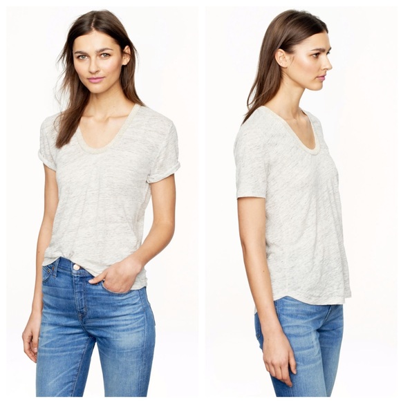 J. Crew Factory Tops - J Crew Metallic-Trim Scoopneck Shirt
